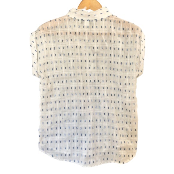 Vtg 80s Gauzy Textured Cap Sleeve Windowpane Tunic - Picture 17 of 17